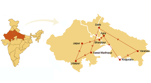 Royal Rajasthan on Wheels - Tour Map
